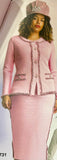 Lily & Taylor 731 pink knit skirt suit