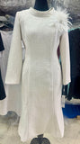 Lily & Taylor 5226 ivory tweed midi dress