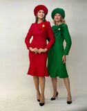 Lily & Taylor 5226 red tweed midi dress