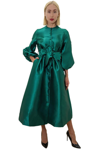 Puff Sleeve emerald green maxi dress