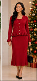 Lily & Taylor 864 burgundy skirt suit