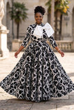 Black Print Bow Maxi Dress