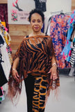 Chocolate Brown Burnout Tiger Scarf