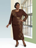 Ben Marc 48456 chocolate brown knit skirt suit