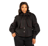 Black Denim Puff Sleeve Top