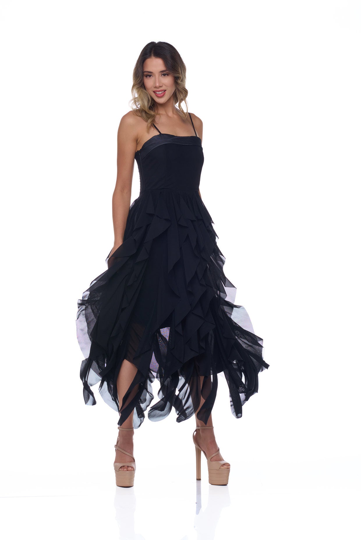 mesh ruffle hem dress Mesh Ruffle Dress – Diva's Den Fashion, LLC