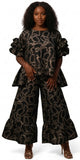 Print High Low Black Pant Set