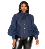 Blue Denim Puff Sleeve top