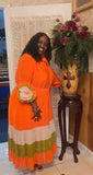 Giovanna Dp2439 orange pleated dress