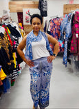 Blue Serenity Scarf Pant Set