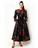 Black Midnight Garden Maxi Dress