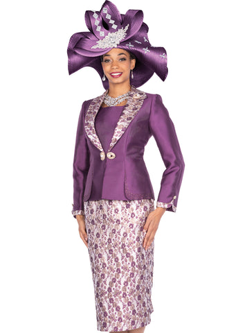 Elite Champagne 5912 purple skirt suit