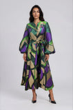 chancele 9825 green print maxi dress