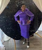 Serafina 4217 Purple scuba skirt suit