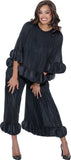 Divine Casuals 1702 black krinkle pant suit