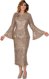 Dorinda Clark 309912 tan sequin skirt suit