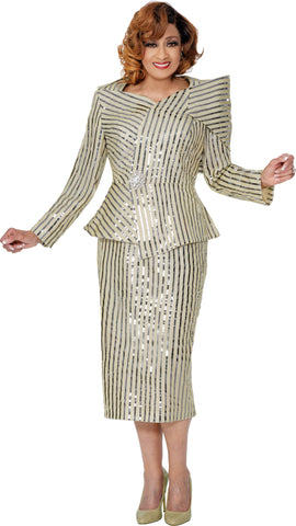 Dorinda Clark 309942 champagne skirt suit