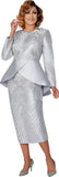 Dorinda Clark 310022 silver lace skirt suit