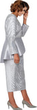 Dorinda Clark 310022 silver skirt suit
