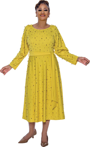 Dorinda Clark 5461 yellow knit dress