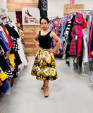 black Print Midi Skirt