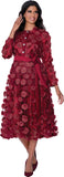 Dresses by Nubiano 100361 burgundy 3d circle maxi dress
