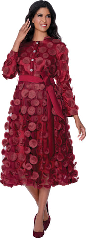 Dresses by Nubiano 100361 burgundy 3d circle maxi dress