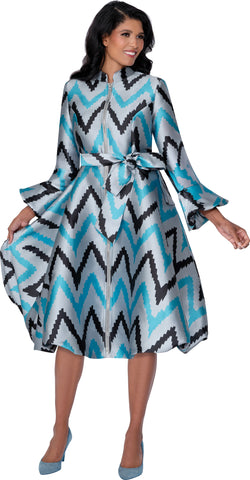 Dresses by Nubiano 100481 silver silky twill dress