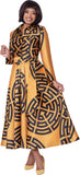 Dresses by Nubiano 100501 gold print maxi dress
