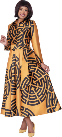 Dresses by Nubiano 100501 gold print maxi dress