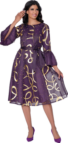 Dresses by Nubiano 100541 Purple Mesh Dress