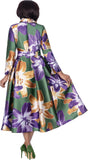 Dresses by Nubiano 101121 olive green floral print maxi dress
