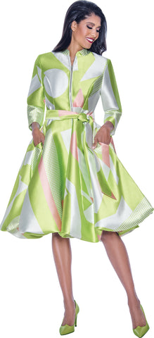 Dresses by Nubiano 12251 Lime green dress