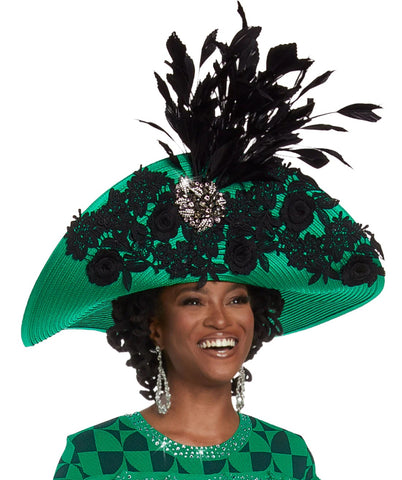 Donna Vinci H13395 kelly green hat