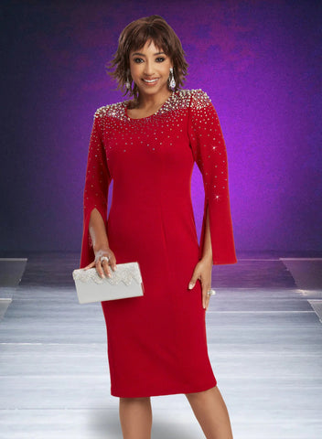 Donna Vinci Knit 13379 red knit dress