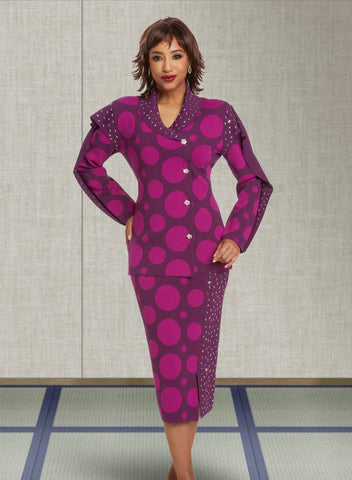Donna Vinci Knit 13388 magenta skirt suit