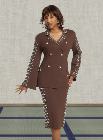 Donna Vinci Knit 13389 brown skirt suit