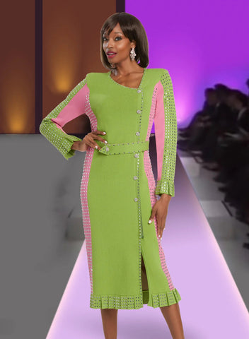 Donna Vinci Knit 13391 lime green dress