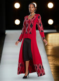 Donna Vinci Knit 13394 red skirt suit