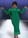 Donna Vinci Knit 13395 kelly green cape dress