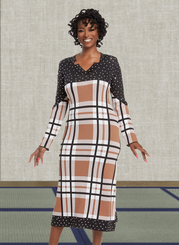 Donna Vinci Knit 13396 plaid dress