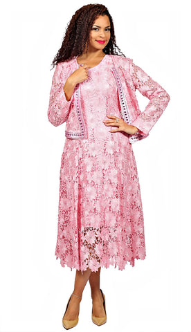 Diana 8190 pink lace dress