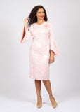 Diana 8632 pink bell sleeve dress