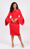 Diana 8668 red petal sleeve dress