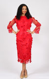 Diana 8746 red sheer sleeve dress