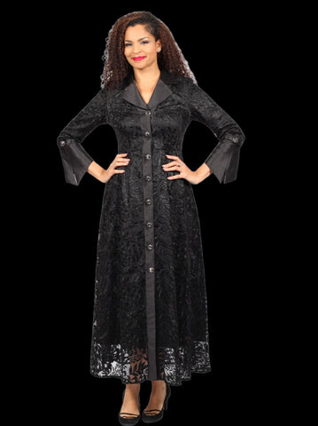 Diana 8773 black lace maxi dress