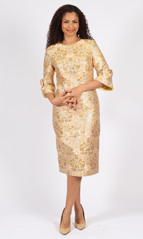 Diana 8827 Gold brocade dress