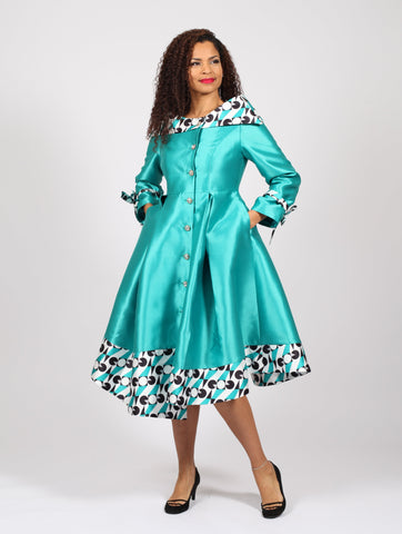 Diana 8880 Turquoise bell sleeve dress