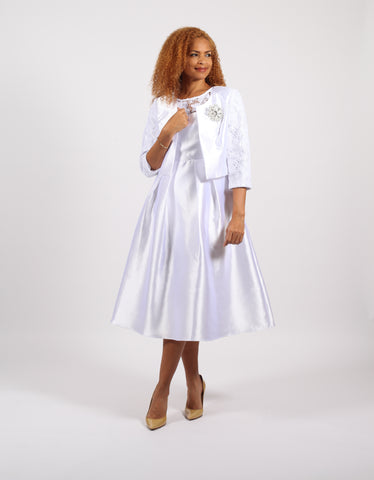 Diana 8966 white lace sleeve jacket dress