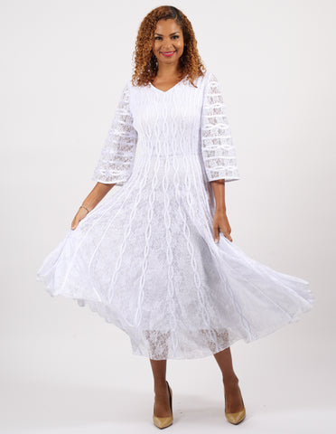 Diana 9068 white lace dress